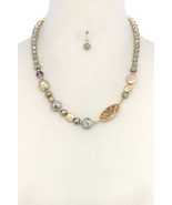 Oval Stone Beaded Necklace - £15.58 GBP