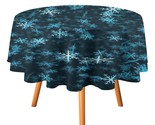 Blue Snowflakes Tablecloth Round Kitchen Dining for Table Cover Decor Home - $15.99+