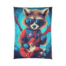 Rock Star Raccoon - Animal Musician Playing Guitar Comforter - £102.52 GBP+