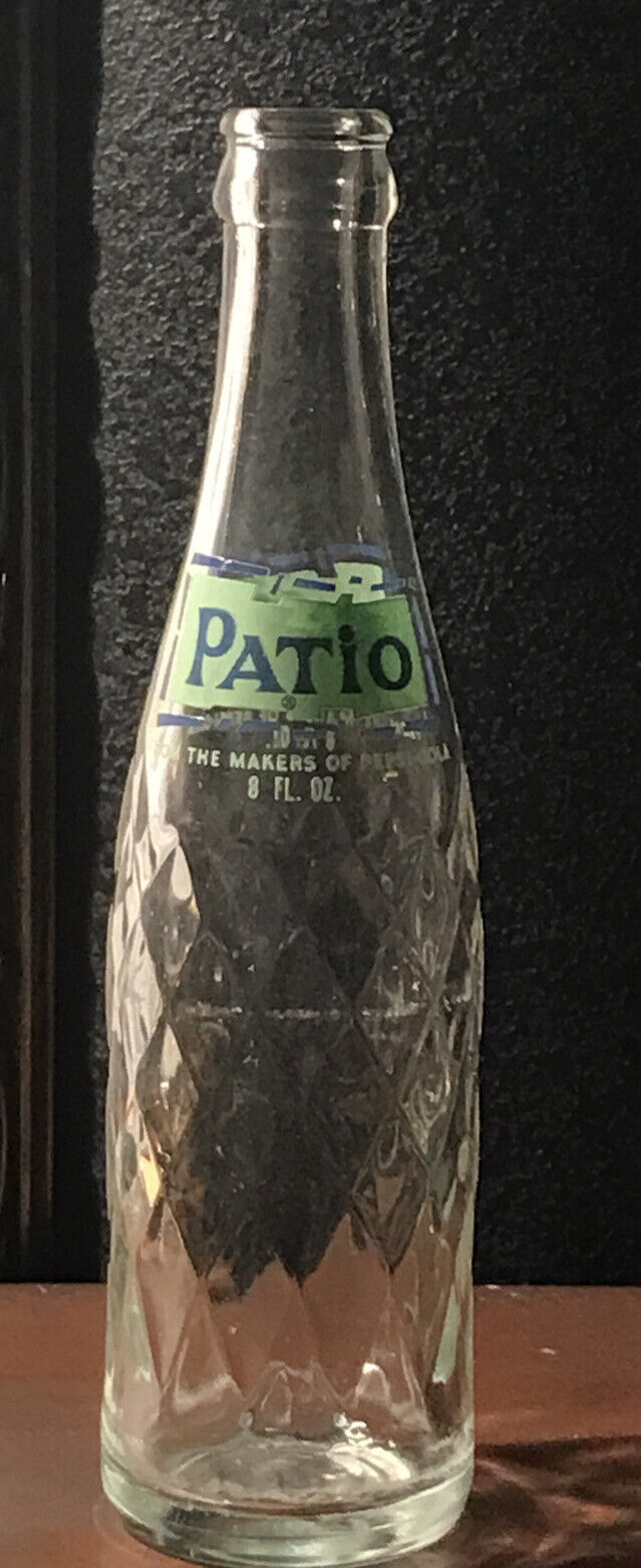 PATIO  SODA BOTTLE  FROM  THE  PEPSI COLA  MAKERS 8 oz  DIAMOND  GRID PATTERN - $23.36
