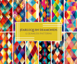 Harlequin Diamond Pattern Pack - Vibrant Geometric Designs Silky Fabric ... - £3.98 GBP