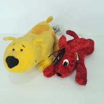 Lot of 2 Clifford Big Red Dog T-Bone Scholastic 8&quot; Long Plush Stuffed Animal - £18.19 GBP