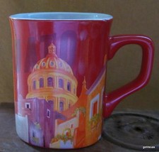 Nescafe Mug Mexico Guanajuato Tomato Red 3.5&quot; Squareish - £11.07 GBP