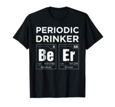 Periodic Table Beer Drinker Mens Graphic T Shirt Black Size L - £14.28 GBP