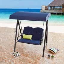 2-Seats Patio Swing With Adjustable Canopy Weather Resistant Steel Frame... - $648.99