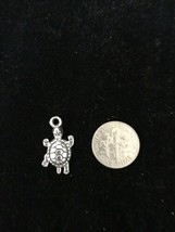 Turtle Style 1 antique silver charm pendant - £7.52 GBP