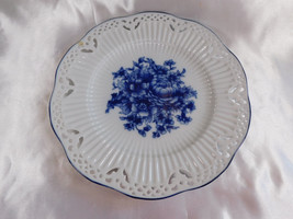 White and Blue Floral Plate # 23278 - $19.75