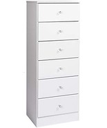 6-Drawer Tall Chest With Crystal White Acrylic Knobs From Prepac - £148.63 GBP