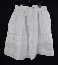 Odille Anthropologie White Pintucked Tiered Stripe Skirt M - £29.24 GBP