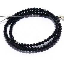 Natural Black Spinel Faceted Rondelle Beads 12 inch Briolette Loose Gemstone - £6.28 GBP