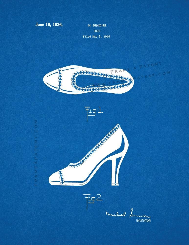 High Heal Shoe Patent Print - Blueprint