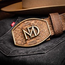 Arkansas Genuine Snake Skin Western Belt Brown image 8