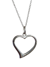 Collier pendentif coeur cristal CZ 18&quot; chaîne bijoux en argent sterling 925... - £25.41 GBP