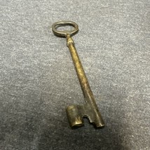 LARGE EARLY ANTIQUE BRASS SKELETON KEY FOR LOCK 5 3/8&quot; NICE QUALITY - £9.32 GBP