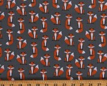 Cotton Fox Woodland Animals Forest Fabulous Foxes Grey Fabric BTY D658.46 - $11.95