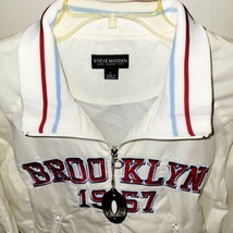 Brooklyn 1957 Womens Large Varsity Bomber Beige Jacket, Hip-Hop Y2K, Long Island - $98.88