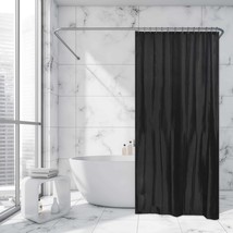 Black Extra Long Shower Curtain Polyester 12 Rings 79&quot;L x 71&quot;W - $29.99