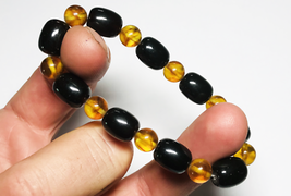 Authentic Amber Bracelet Natural baltic Amber pressed beads elastic  B239 - £46.69 GBP