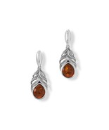 Oxidized Pear Baltic Amber Feather Drop Earring Bridal Jewelry 14K White... - £60.12 GBP