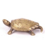  asian lucky turtle tortoise unpolished brass Feng Shui handcrafted Kore... - $355.25 MXN