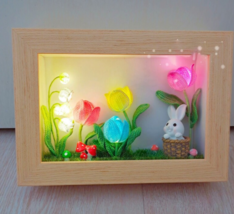 knitted tulip rabbit night light children&#39;s gift bedside lamp - £78.50 GBP