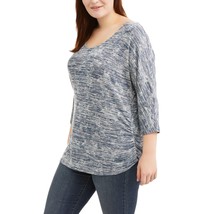 Faded Glory Women&#39;s Plus Size Side Cinch Back Bar Knit Top Size 3X 22-24 Blue - £11.90 GBP