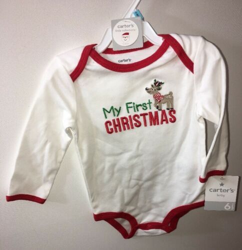 Primary image for NWT CARTER'S White Bodysuit 6 Months BABY My First Christmas Little Collections