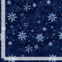 Cotton Handpainted Batik Snowflakes Cotton Fabric Print by the Yard D178.44 - $13.95