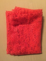 Vintage 70s Red Polyester "lace" rectangular table cloth/festive overlay image 5