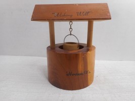 1960s Round Wooden Souvenir Wishing Well w Bucket and Top Horicon Wis 3 ... - £15.71 GBP