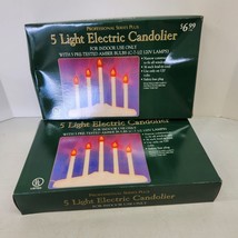 Lot Of 2 Electric Christmas Candle 5 Light Candolier With Original Box NOS - £19.26 GBP