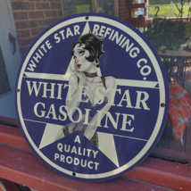 1930 Vintage White Star Gasoline Refining Co. Porcelain Enamel SignAMERICANA ... - £116.73 GBP