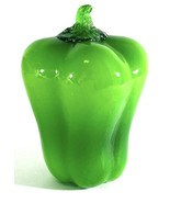 Art Glass Hand Blown Green Pepper Vegetable Decoration 5.5” - $11.97