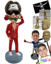 Personalized Bobblehead Sexy looking dude wearing a nice bright suit with no shi - £72.51 GBP