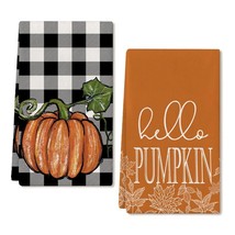 Fall Dish Towels For Fall Decor Watercolor Pumpkin Maple Leaves Kitchen Towels 1 - £27.30 GBP