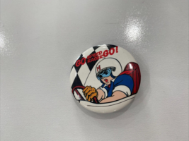 Vintage 80&#39;s Go Speed Racer Go White Button Pin Pinback - £5.74 GBP