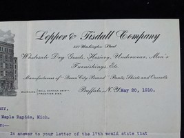 Antique 1910 LEPPER TISDALE CO. Letterhead Wholesale Dry Goods ~ Buffalo... - £21.89 GBP