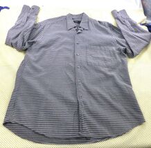 Ike Behar Mens Striped Button-Up Long Sleeve Shirt Gray Size Large Cotto... - $15.97 CAD