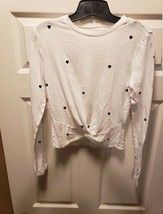 PINK Victorias Secret T shirt White Black Hearts XS BNWT RT $34.95 Front... - $28.04