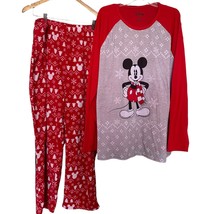 Disney Big Men’s Pajama Set Red 2XB Mickey Mouse Round Neck Long Sleeve ... - $24.75