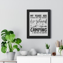 Framed Vertical Camping Scene Poster: Black and White Drawing, &quot;My Years... - £48.61 GBP+