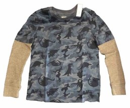 New Jumping Beans Boys Long Sleeve Dinosaur Blue Camouflage Shirt  Size 8 - $13.99