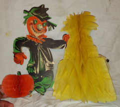 Vintage 1980s Beistle Scarecrow Halloween Die Cut Cardboard Fold Out Decoration - $35.52