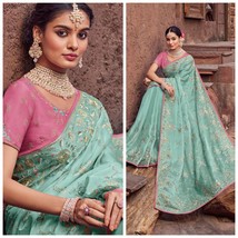 Premium Organza Silk Saree, Designer Blouse Work, Cocktail Partywear Sar... - £97.61 GBP