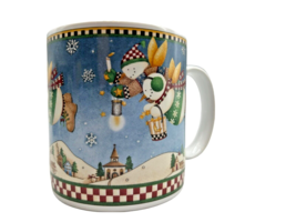 Sakura Coffee Mug Snow Angel Village Debbie Mumm Flying Snowman Angel - $11.29