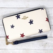 Coach Long Zip Around Wallet With American Star Print Chalk White Multi ... - $265.32