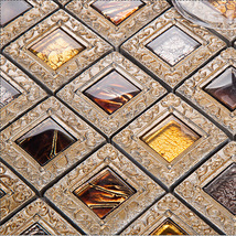Retro Backsplash Tile Glass Window Pattern Brown Bathroom Mosaic Wall Tiles - £11.97 GBP+