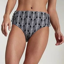 CALIA Mid Rise Ruched Side Swim Bottom Black Combo XL NEW - $25.00