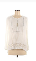 Old Navy Women Size Medium Silky White Cut out Long Sleeve Blouse - £19.45 GBP