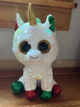 Large Ty Beanie Boo Flippables STARDUST White Plush w Flip Sequins Unicorn Chris - £10.46 GBP